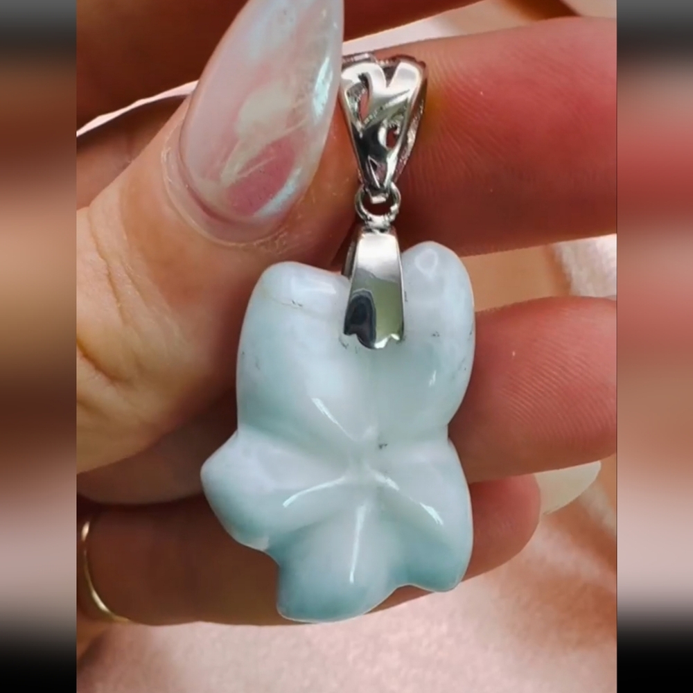 S925 Genuine Larimar Pendant with Bali Sterling Silver 925 Bail